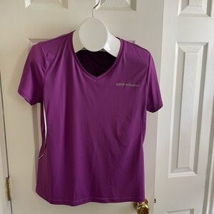 BMW Puma Women's Purple V-Neck Athletic Tee (Large)